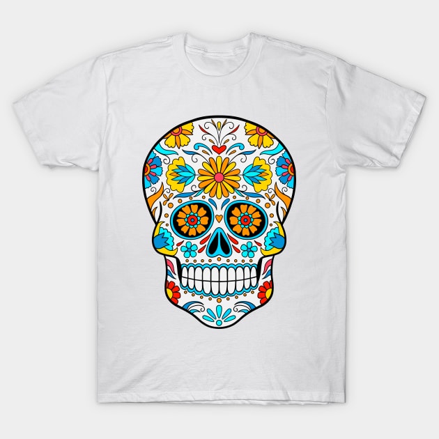 Sugar Skull Art, dia de los muertos T-Shirt by InshynaArt